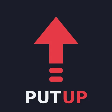 PutUp logo: a red upward arrow above the word PUTUP